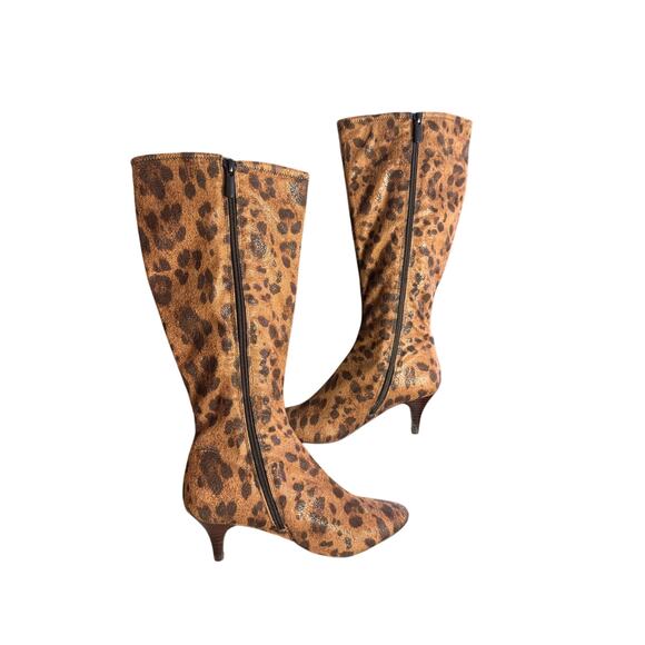 Impo Naomi Leopard Print Pointed Toe Kitten Heel Boots Size 6 - Picture 2 of 14